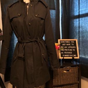 A New Day Black Hooded Trenchcoat, M